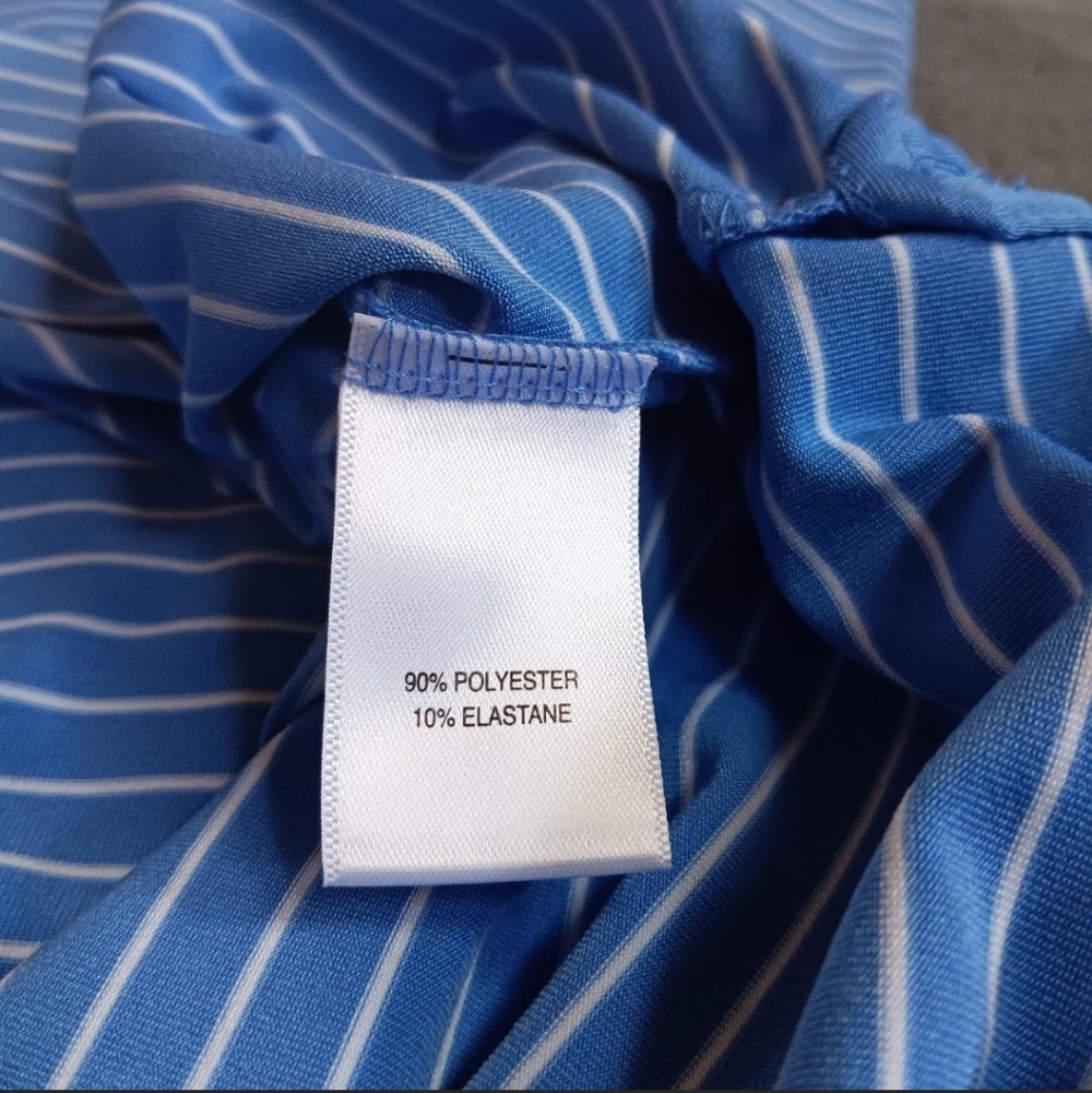 Cremieux Performance Polo Shirt Mens Large Blue Stripe Active Wear Golf Casual - Picture 5 of 9